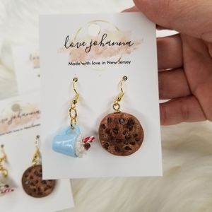 HANDMADE polymer clay CHRISTMAS cocoa and chocolate chip cookies EARRINGS